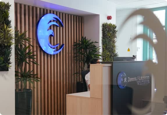 Looking towards the reception at R. James Hutcheon Solicitor's office in Liverpool.